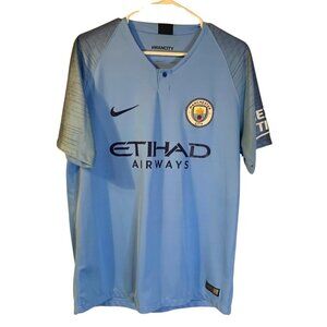Nike Men's Manchester City 2018-2019 Home Soccer Jersey Size L Blue Blokecore